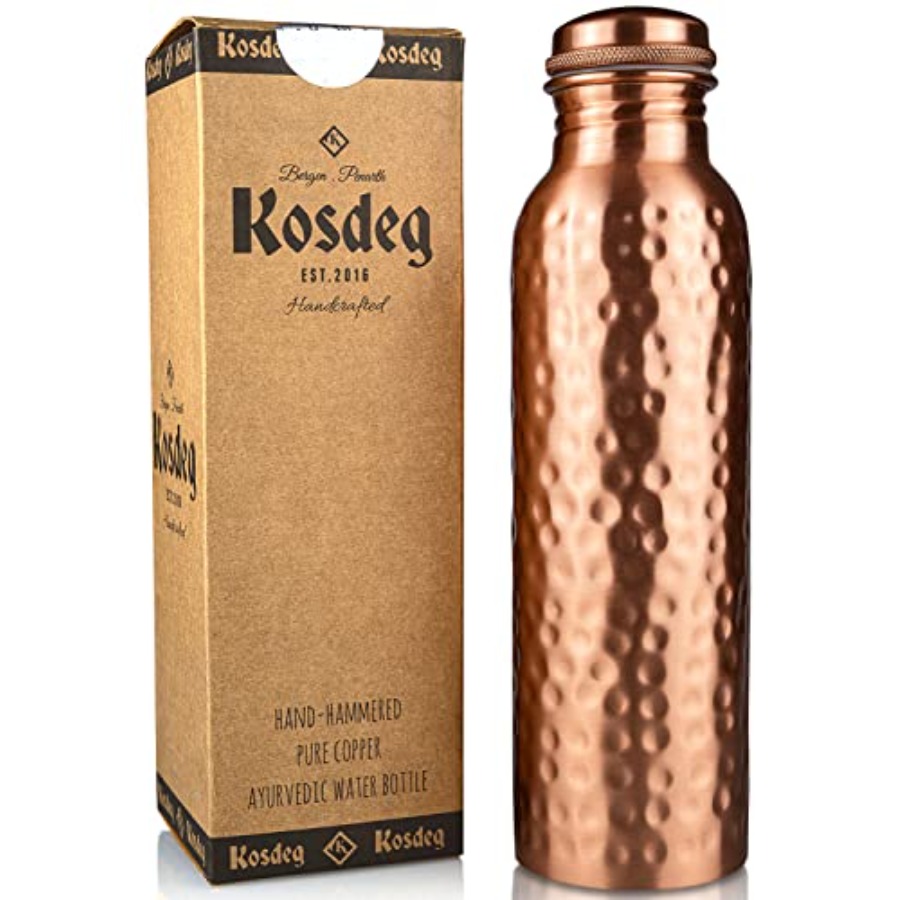 Copper Water Bottle - 34 Oz Ex - Ayurvedic & Herbal Wellness Kits avaliação e preço