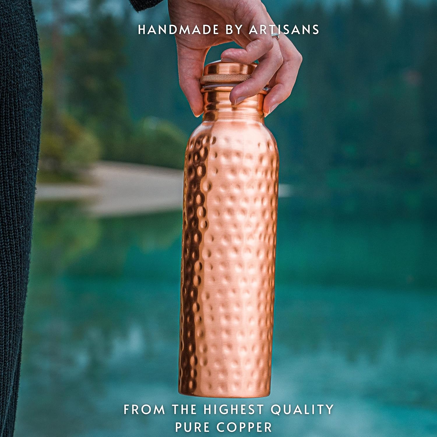 Pure Copper Water Bottle 34 oz - Ayurvedic & Herbal Wellness Kits avaliação e preço
